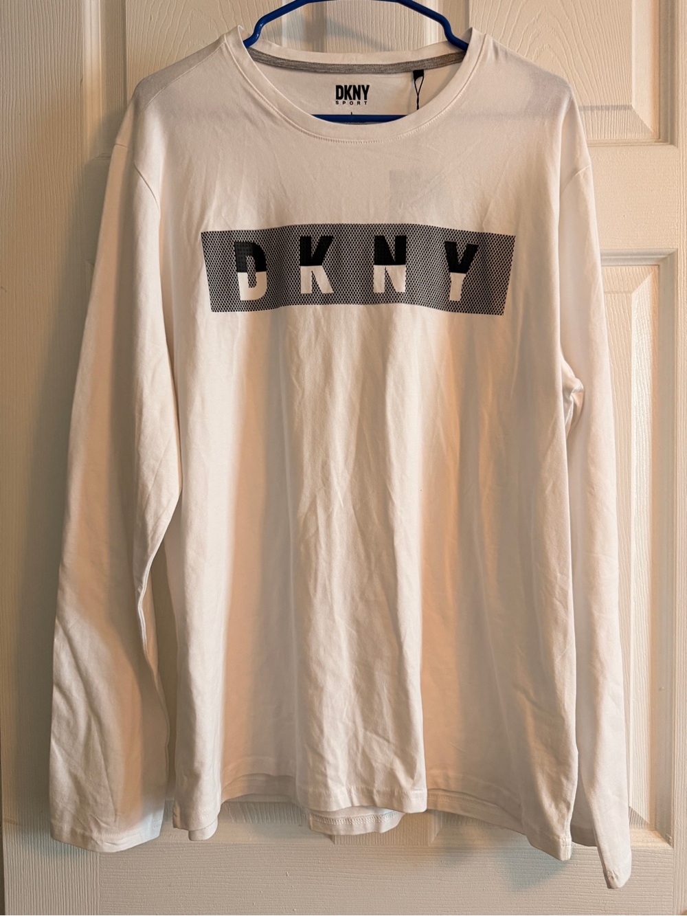 DKNY Men’s White Long-Sleeve Logo Tee